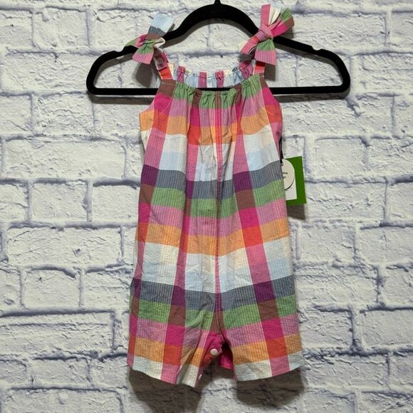 Girls' Plaid Tie-Shoulder Poplin Romper - kate spade new york x Target nwt XS - Picture 7 of 16